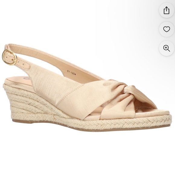 Brand New Bella Vita Kimora Wedge Sandals Champagne fabric upper Size 12B - Picture 4 of 7